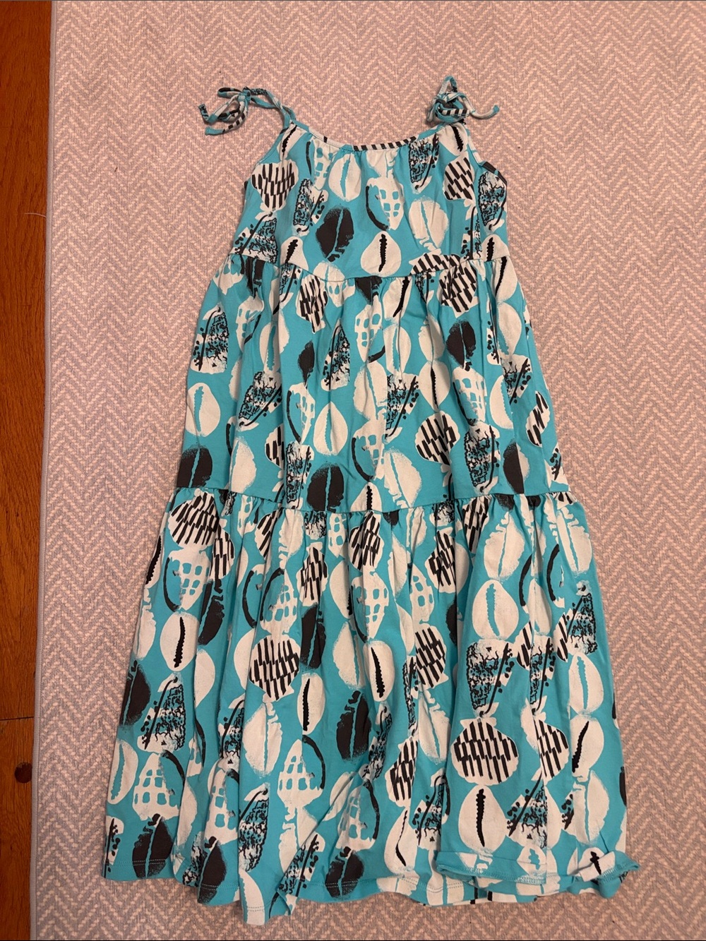 NEW Tea Collection Aqua Printed Tiered Tie-Shoulder Dress